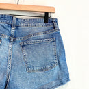 Button Fly Distressed Jean Shorts-7