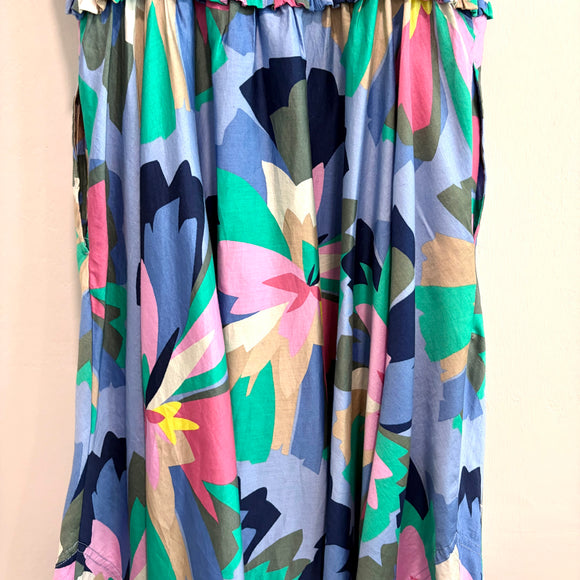 Smocked Handkerchief Hem Midi Dress