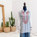 Floral Embroidered 1/2 Button Tunic-1