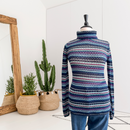 Striped Open Knit Turtleneck Sweater-1