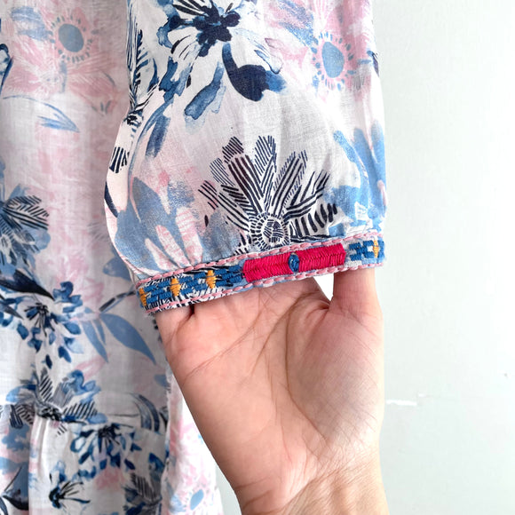 Floral Embroidered Trim Shift Dress