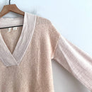 V-Neck Wool Blend Knit Sweater-5