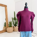 Puff Shoulder Turtleneck Sweater-1