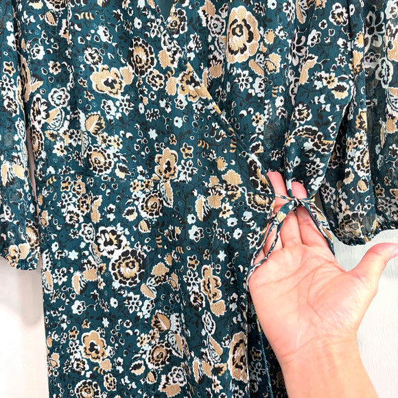 Floral Wrap Midi Dress