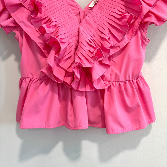 Ruffle Pleated Peplum Top