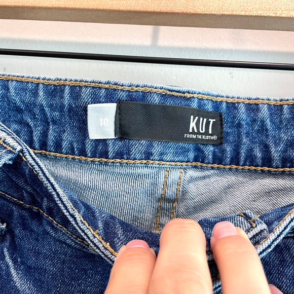 Button Fly Distressed Jean Shorts