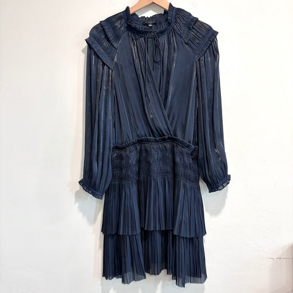 Pleated V-Neck Dress