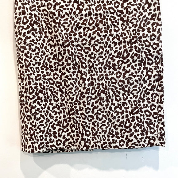 Leopard Linen Pencil Skirt