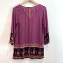 Embroidered Velvet Trim Silk Top-9