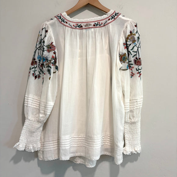 Floral Embroidered Peasant Top