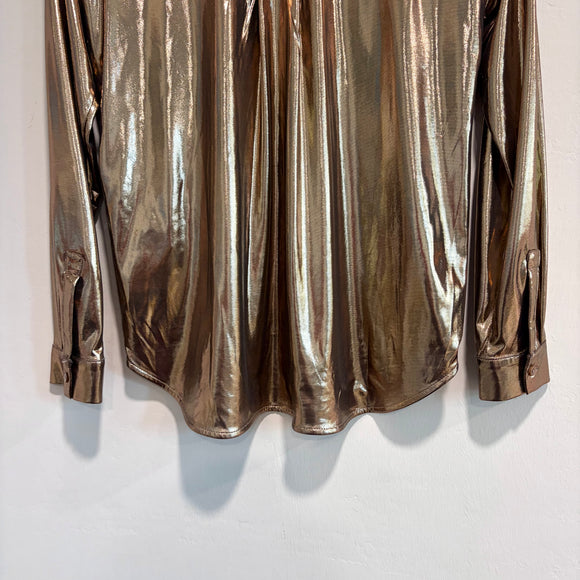 Shine Metallic Button Down Top