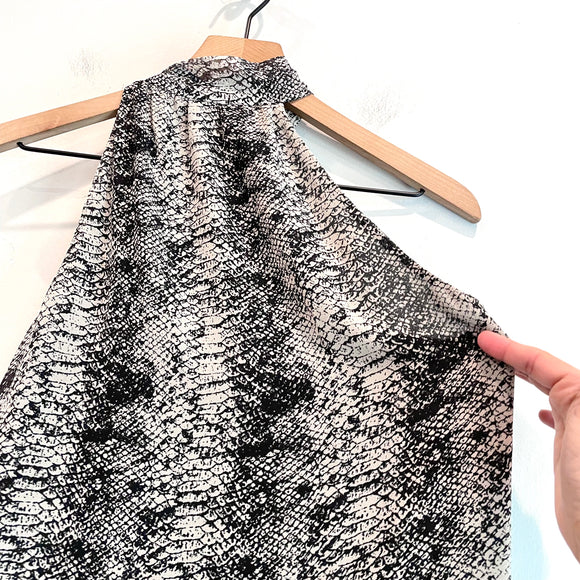Snakeskin Tie Neck Chiffon Top