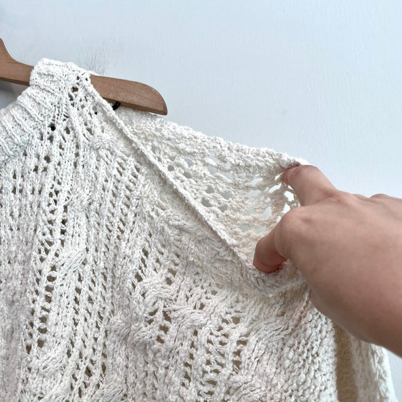 Cold Shoulder Open Knit Chunky Sweater