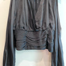 Satin Slit Sleeve V-Neck Top-4