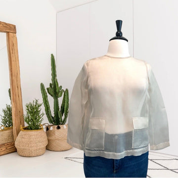 Sheer Button Back Blouse