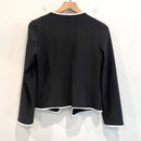 Piped Trim Open Front Blazer Jacket-8
