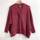 V-Neck Dolman Sleeve Oversized Sweater-3