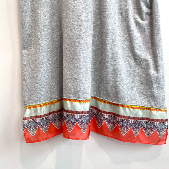Floral Embroidered Silk Trim Tee
