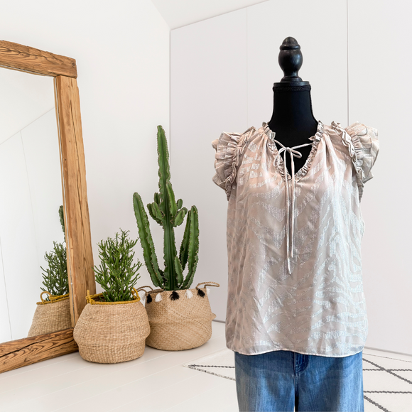 Ruffled Tie V-Neck Top
