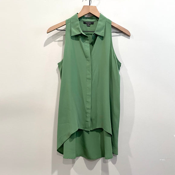 Sleeveless Button Down Silk Top