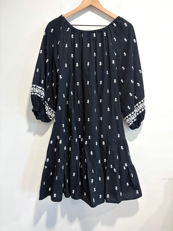 Embroidered Belted Dress