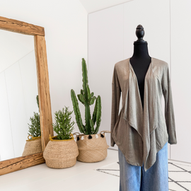Linen Open Front Cardigan