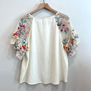 Floral Sheer Embroidered Sleeve Top-8