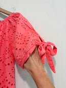 Eyelet Bow Sleeve Top-3
