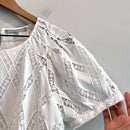 Diamond Eyelet Overlay Top-5
