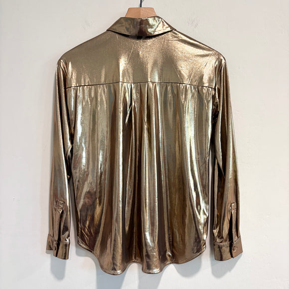 Shine Metallic Button Down Top