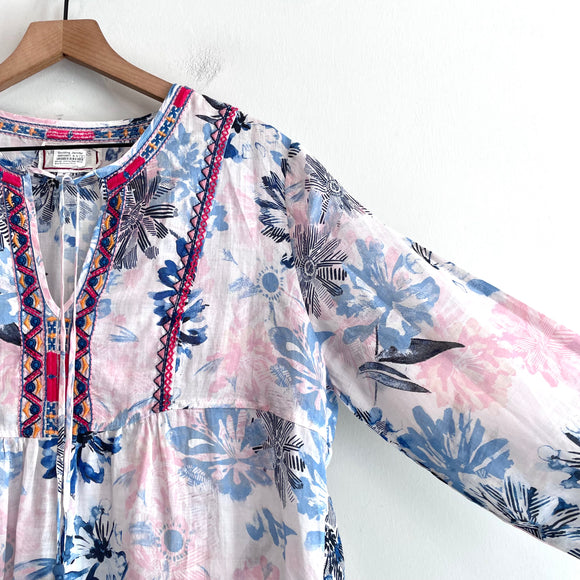 Floral Embroidered Trim Shift Dress