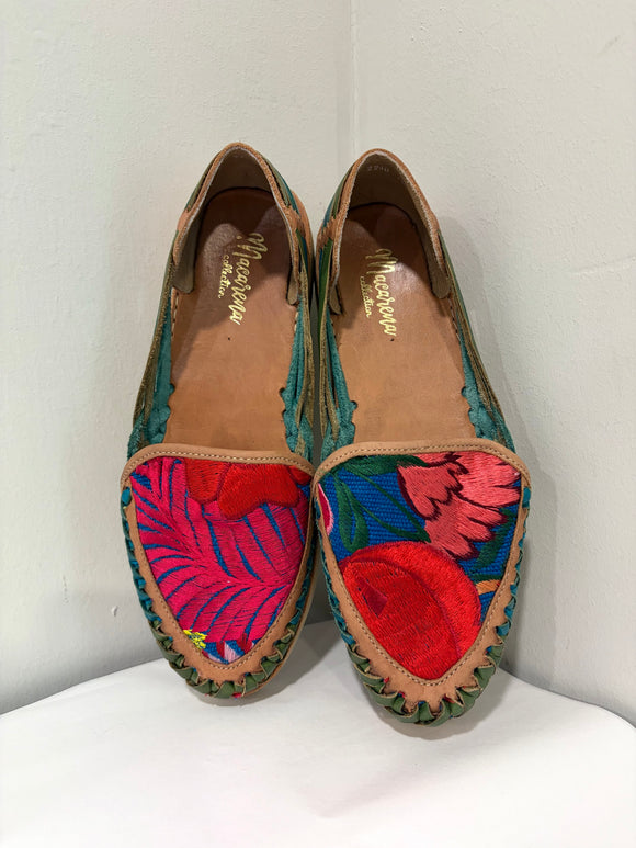 Leather Embroidered Flats