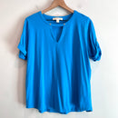 Cuff Short Sleeve V-Cut Out Tee-2