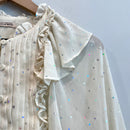 Metallic Heart Pleated Blouse-6