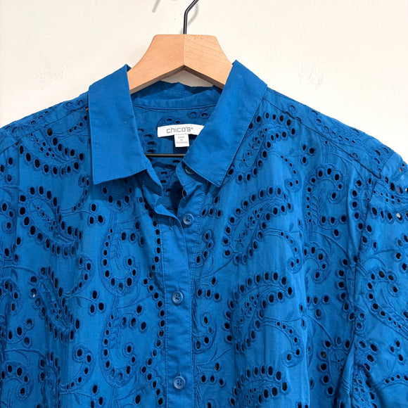Eyelet Button Down Top