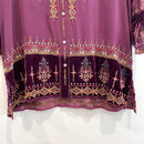 Embroidered Velvet Trim Silk Top-4