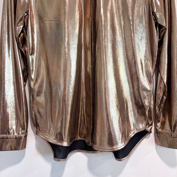 Shine Metallic Button Down Top