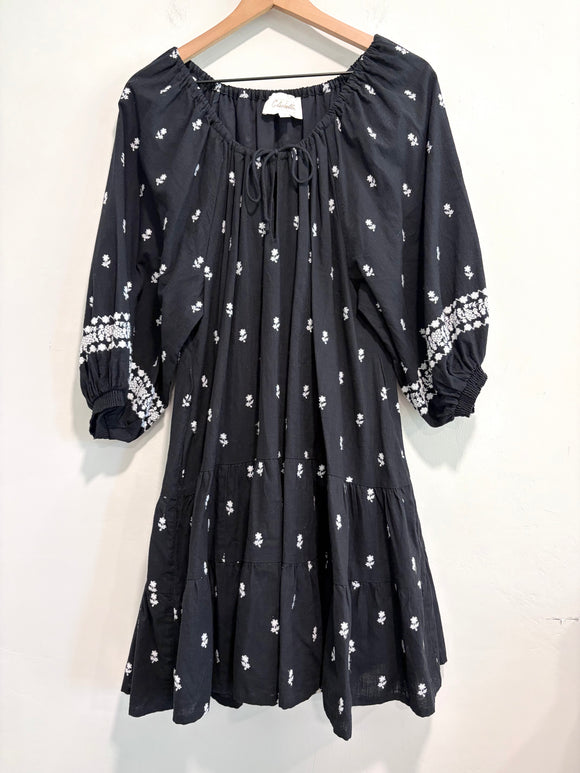 Embroidered Belted Dress
