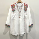Floral Embroidered Ramie Top-2