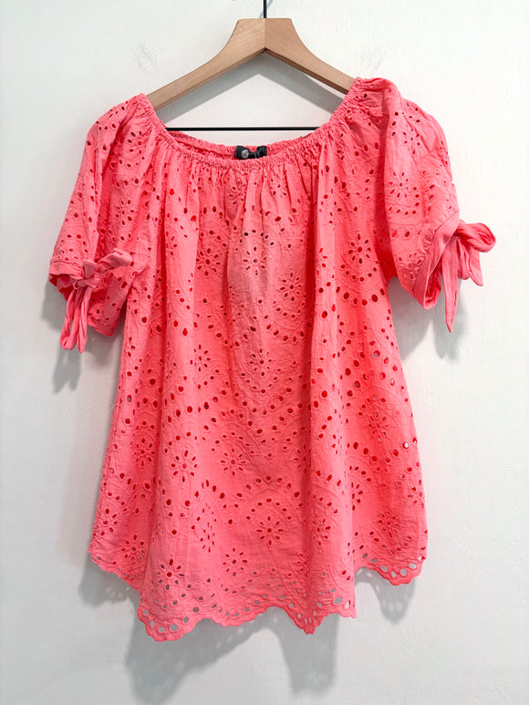 Eyelet Bow Sleeve Top
