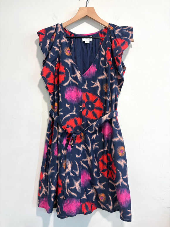 Geometric Flutter Sleeve Dress
