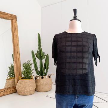 Semi-Sheer Plaid Top