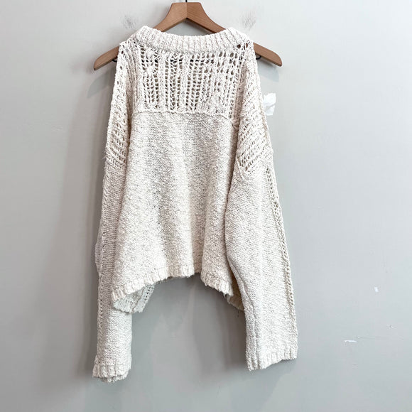 Cold Shoulder Open Knit Chunky Sweater