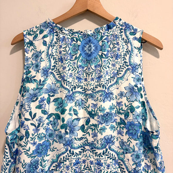 Floral Tiered Linen Midi Dress