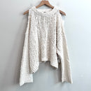 Cold Shoulder Open Knit Chunky Sweater-2