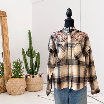Plaid Embroidered Button Down