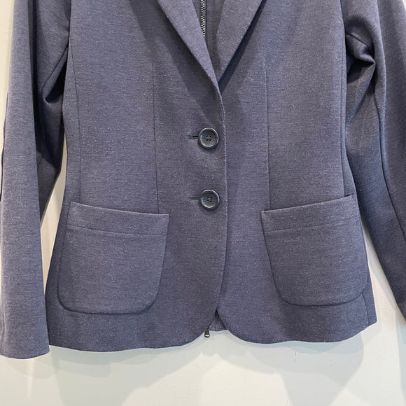 Zipper Back Elbow Patch Blazer Jacket