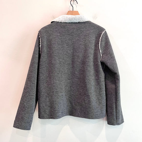 Fuzzy Soft Lined Sweatshirt Jacket
