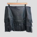 Fringe Faux Leather Skirt-1
