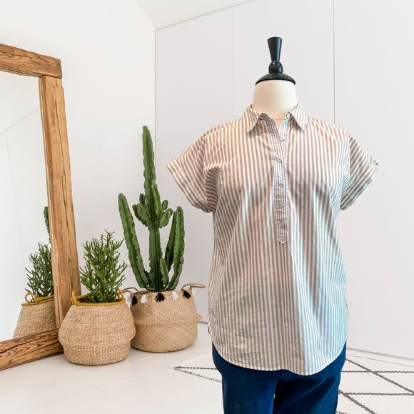 Striped Button Back Popover Top